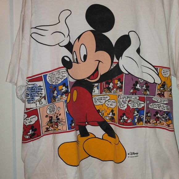 Vintage Disney 90's Mickey Mouse - Velva Sheen Allover Print T- Shirt - Size XXL - Picture 2 of 7